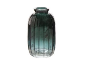 VASO GLASS VASE ISMAY LINES PINE GREEN H11,8 D7 LINEN & MORE