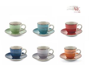 SET 6 TAZZINE CAFFE' C/P.DUBAI LIGHT COLORI ASSORTITI VILLA D'ESTE